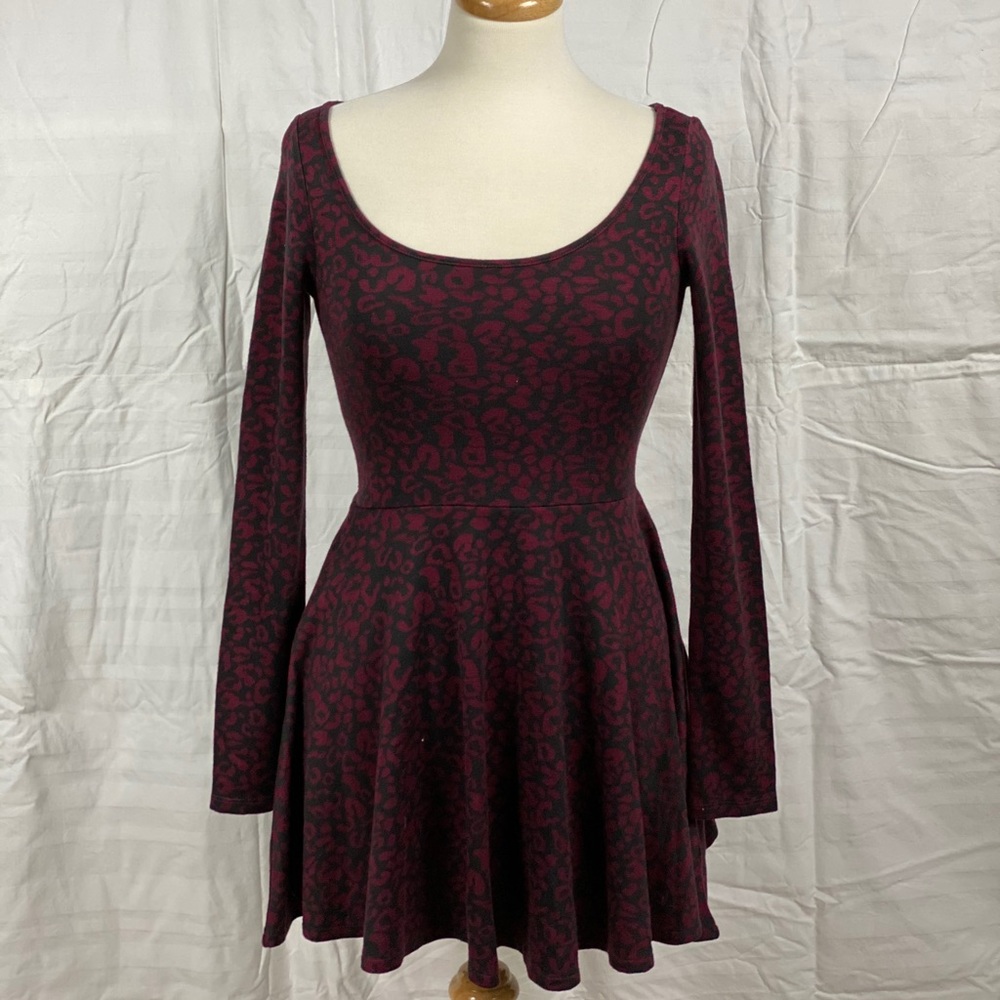 Long Sleeve Cat Print Dress